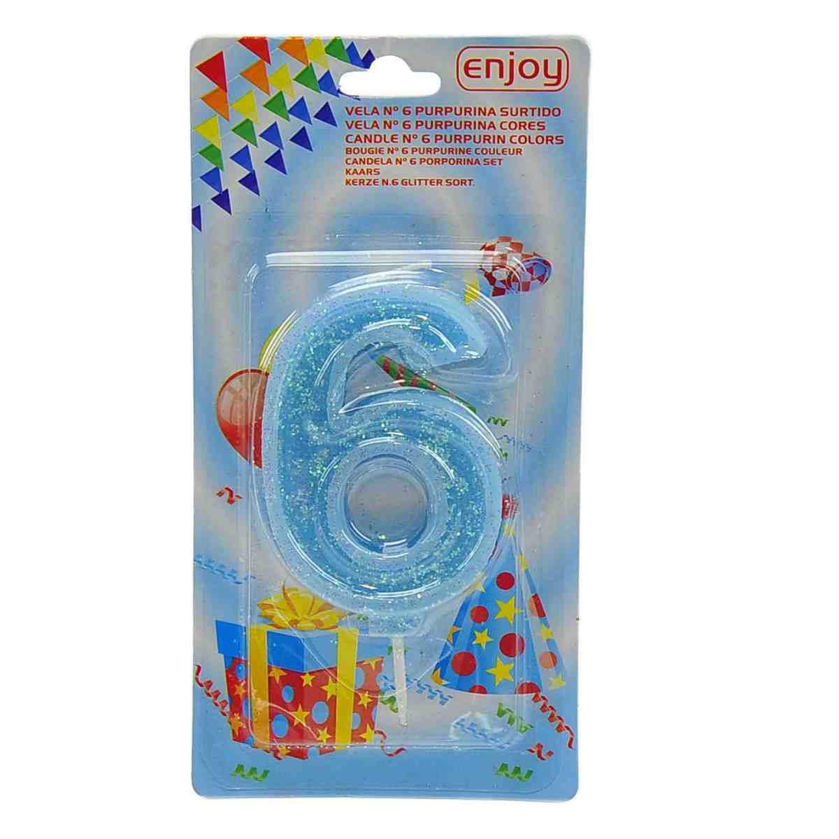 Candelina compleanno n 6 porporina 4 colori