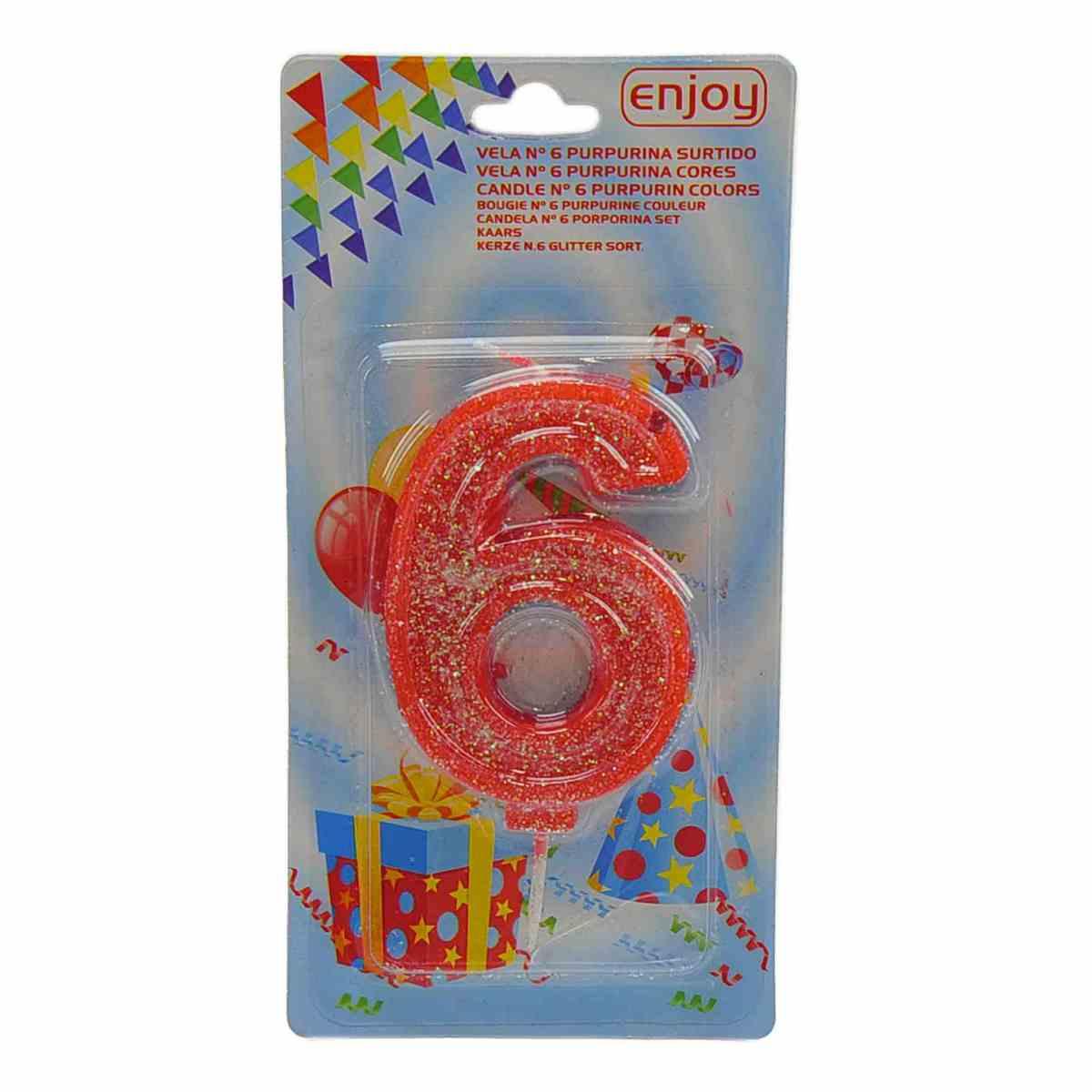 Candelina compleanno n 6 porporina 4 colori