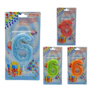 Candelina compleanno n 6 porporina 4 colori