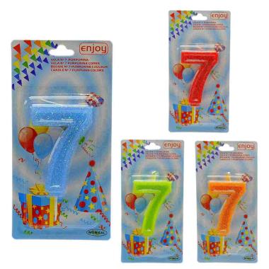 Candelina compleanno n 7 porporina 4 colori
