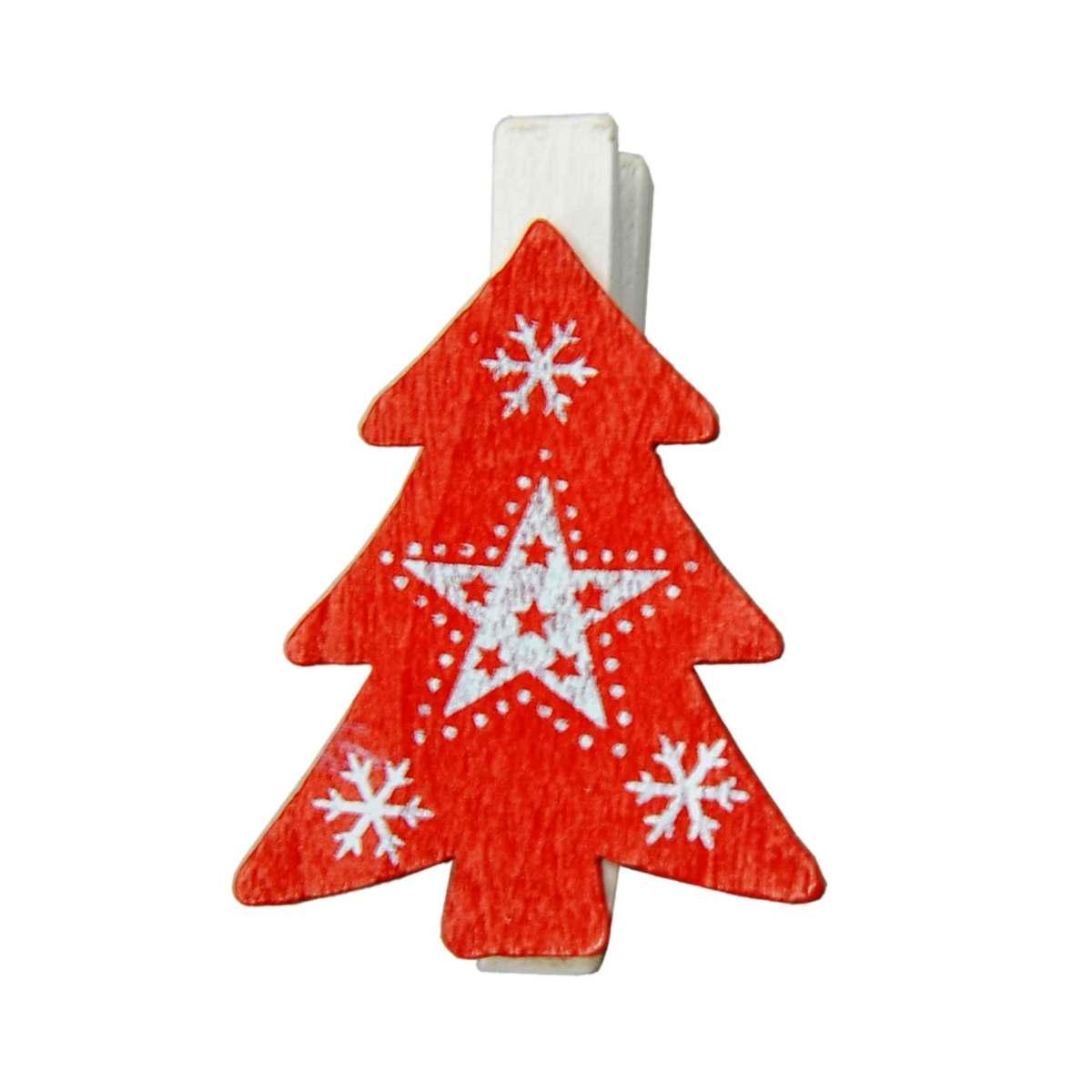 Molletta natalizia legno albero Set 9 pz