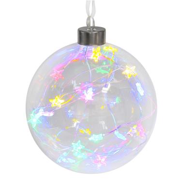 Pallina natalizia vetro luce multi 20 led batteria Ø 12 cm