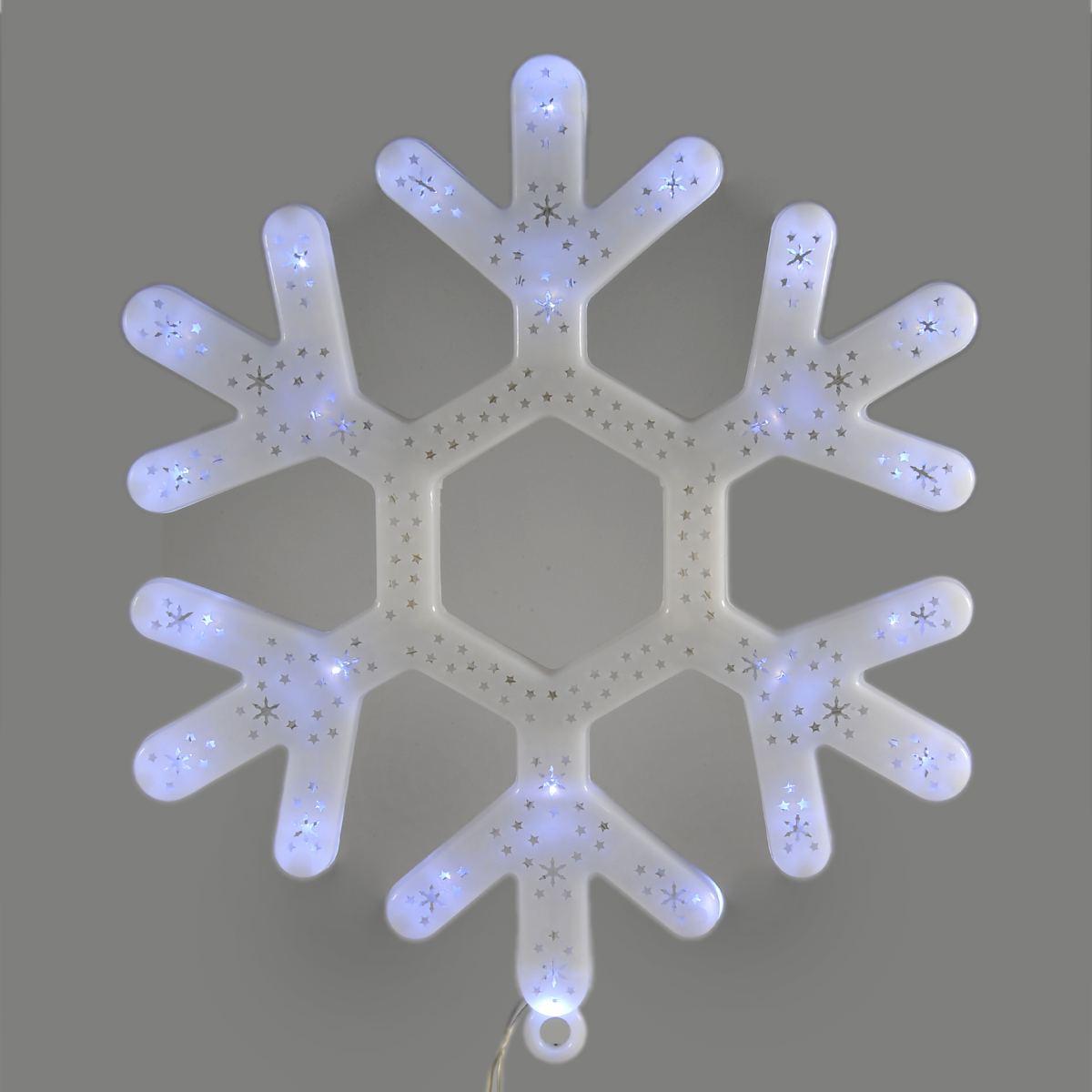 Fiocco natalizio neve luci 24 led bianca 30 cm