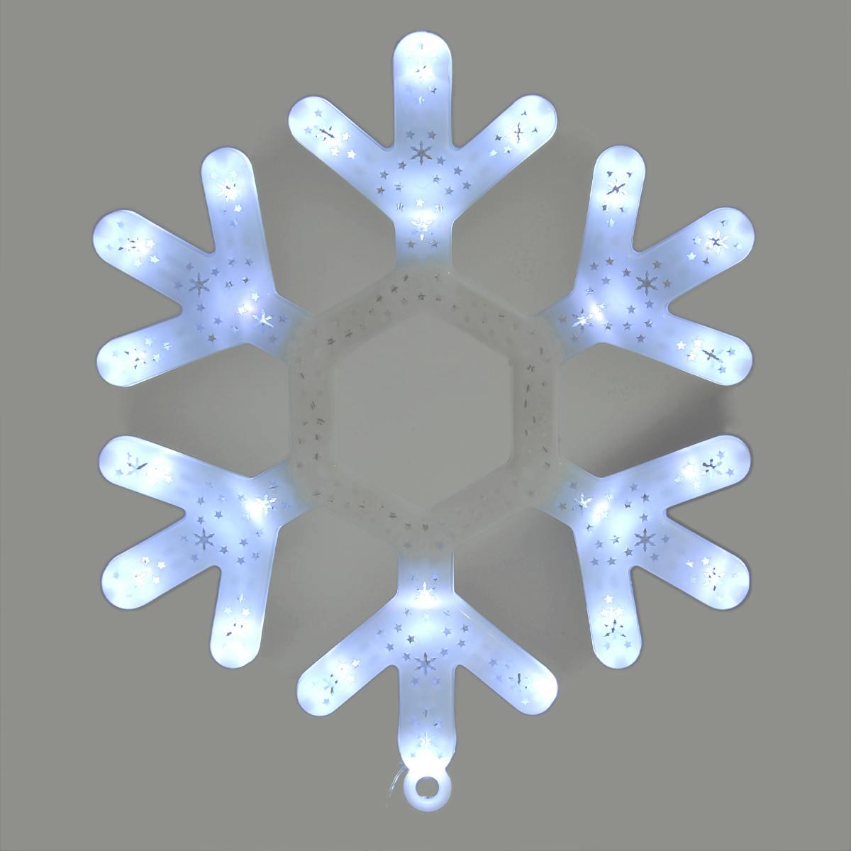 Fiocco natalizio neve luci 24 led bianca 30 cm