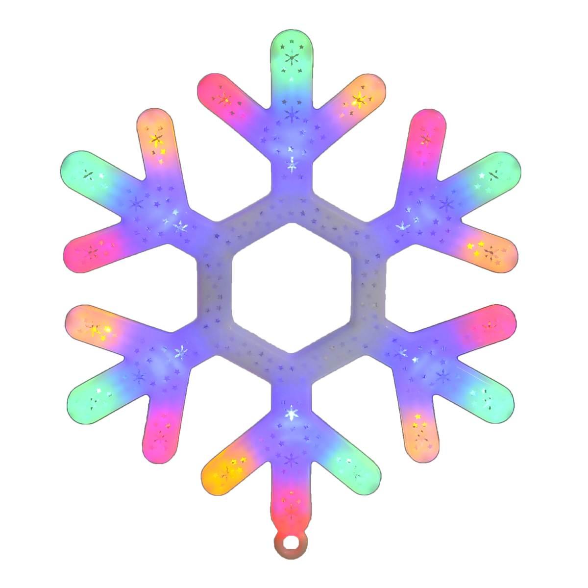 Fiocco natalizio neve luci 24 led multicolor 30 cm