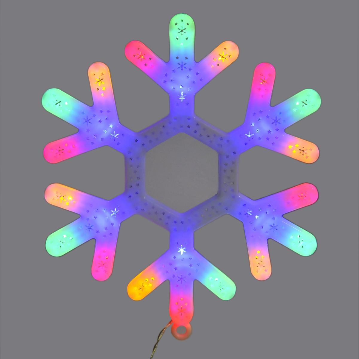 Fiocco natalizio neve luci 24 led multicolor 30 cm