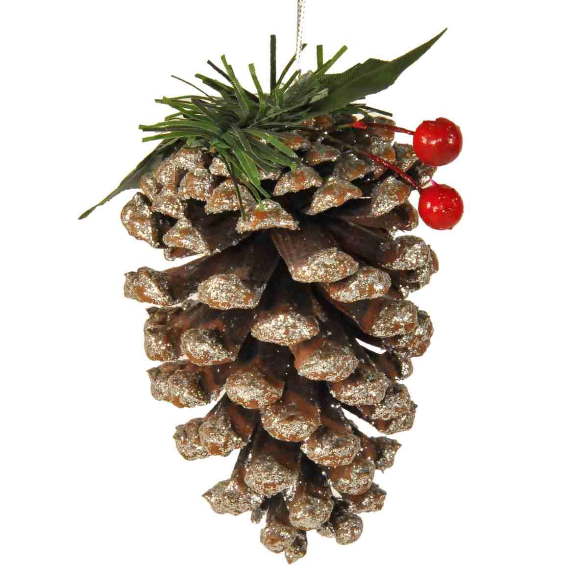 Pigna naturale argentata glitter 10 cm