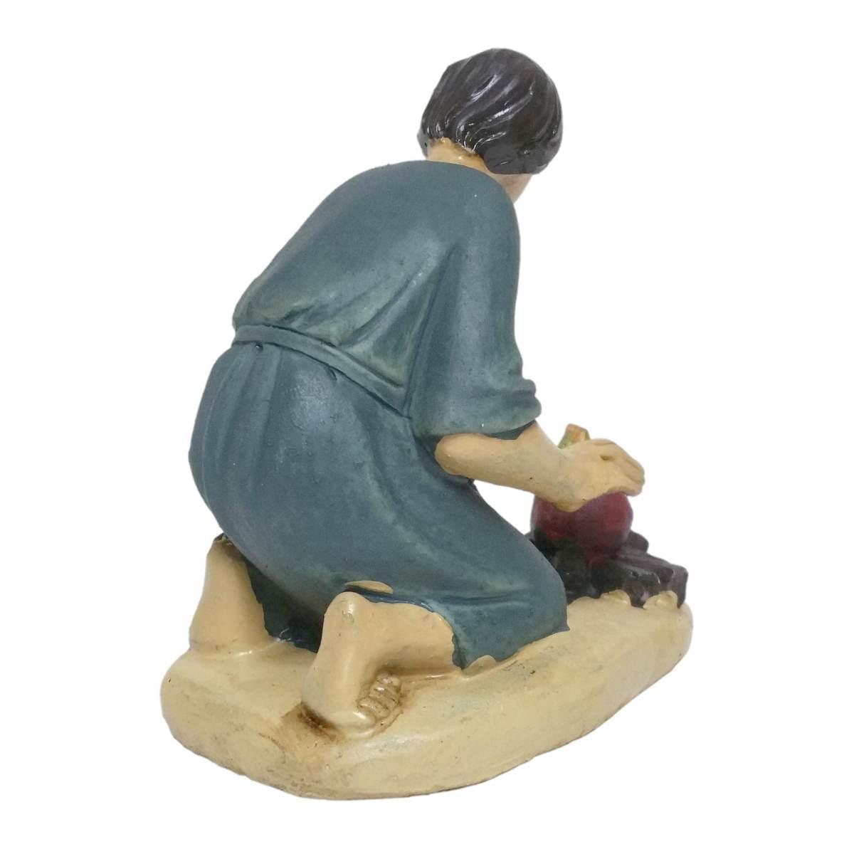 Statua presepe 15 cm pastore inginocchiato fuoco