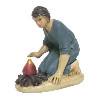 Statua presepe 15 cm pastore inginocchiato fuoco