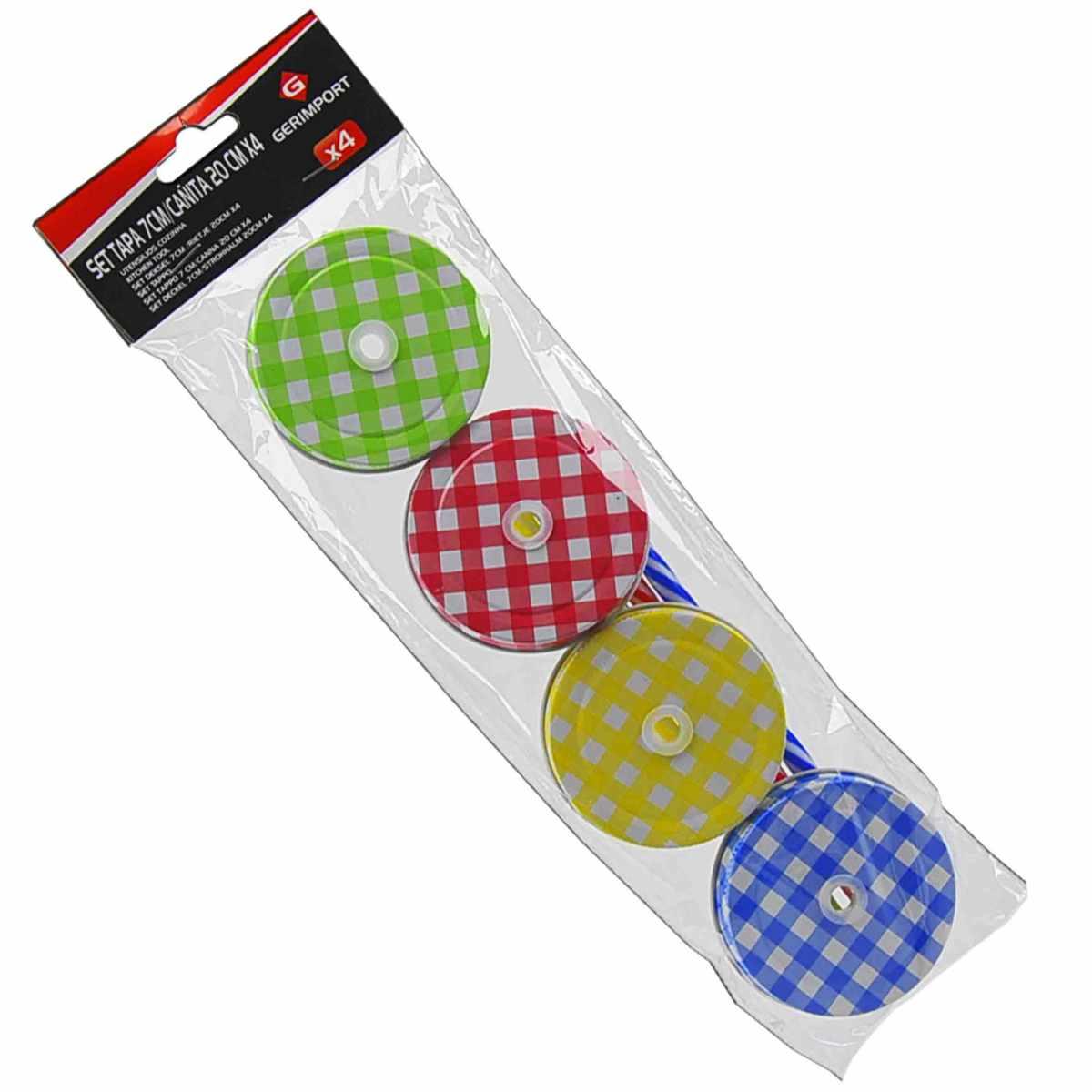 Tappo cm.Ø70 Decoro Quadri con Foro Cannuccia Set pz.8 | M2 Store