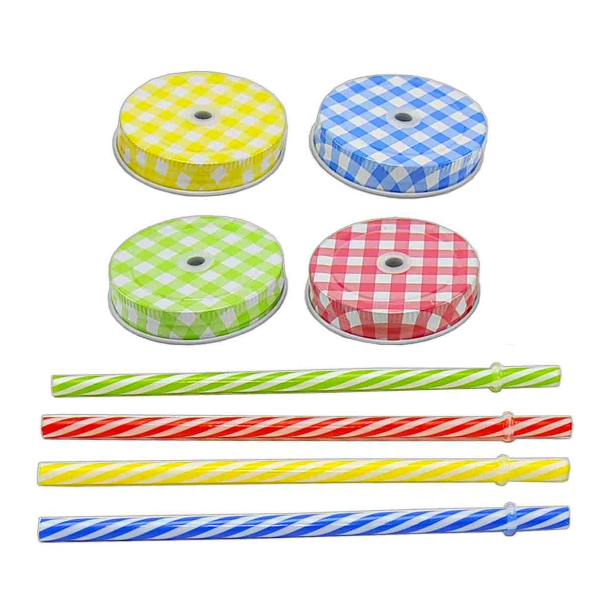 Tappo cm.Ø70 Decoro Quadri con Foro Cannuccia Set pz.8 | M2 Store