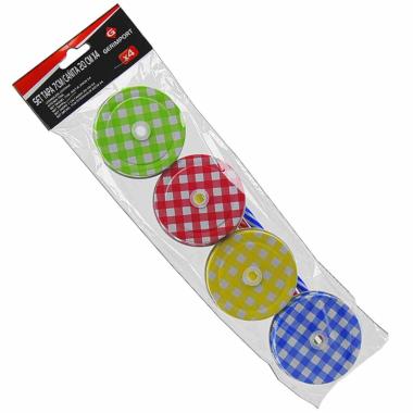 Tappo cm.Ø70 Decoro Quadri con Foro Cannuccia Set pz.8 | M2 Store