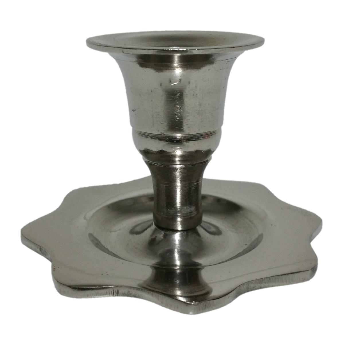 Porta candela natalizio 1 posto metallo base fiore