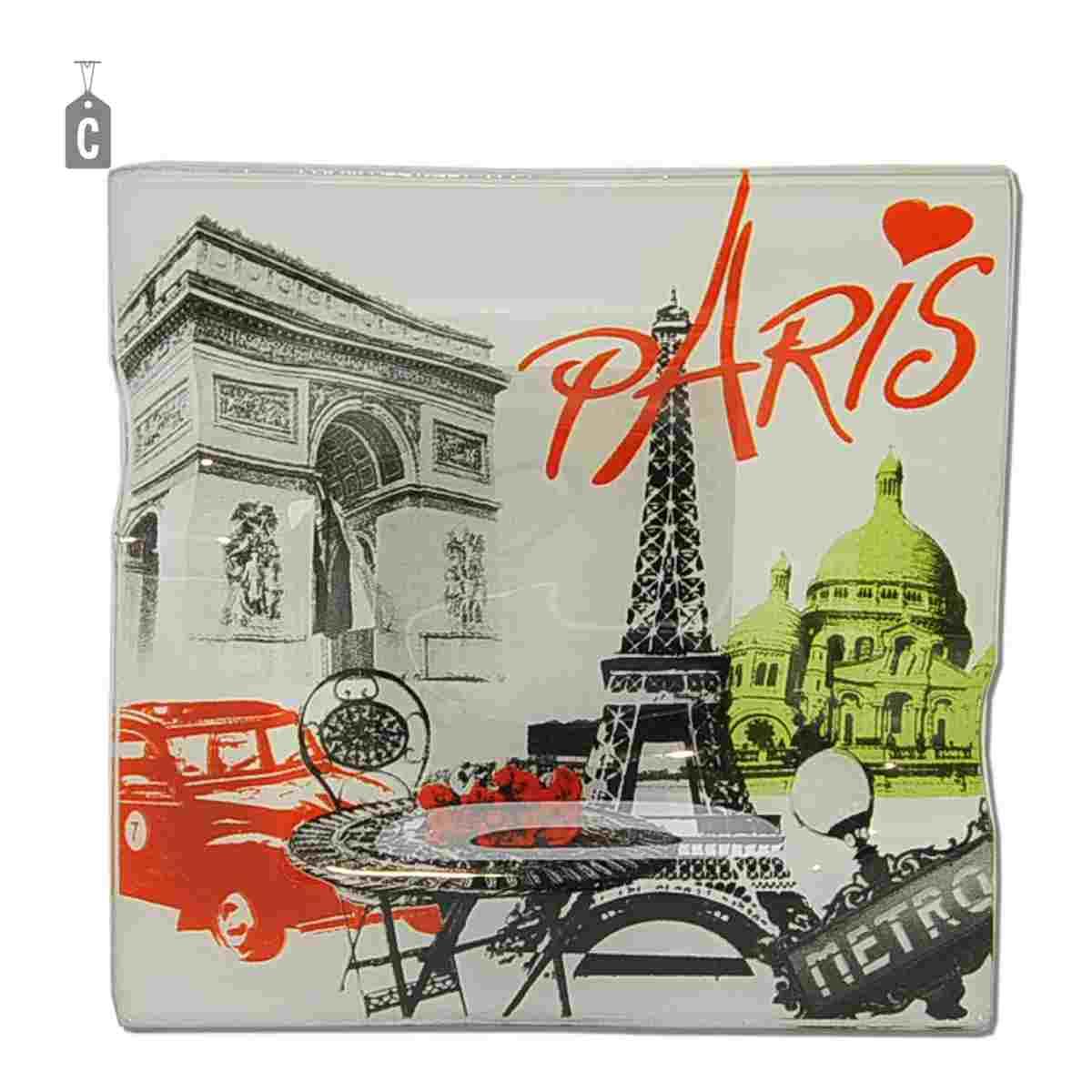 Posacenere vetro città 12 x 12 cm