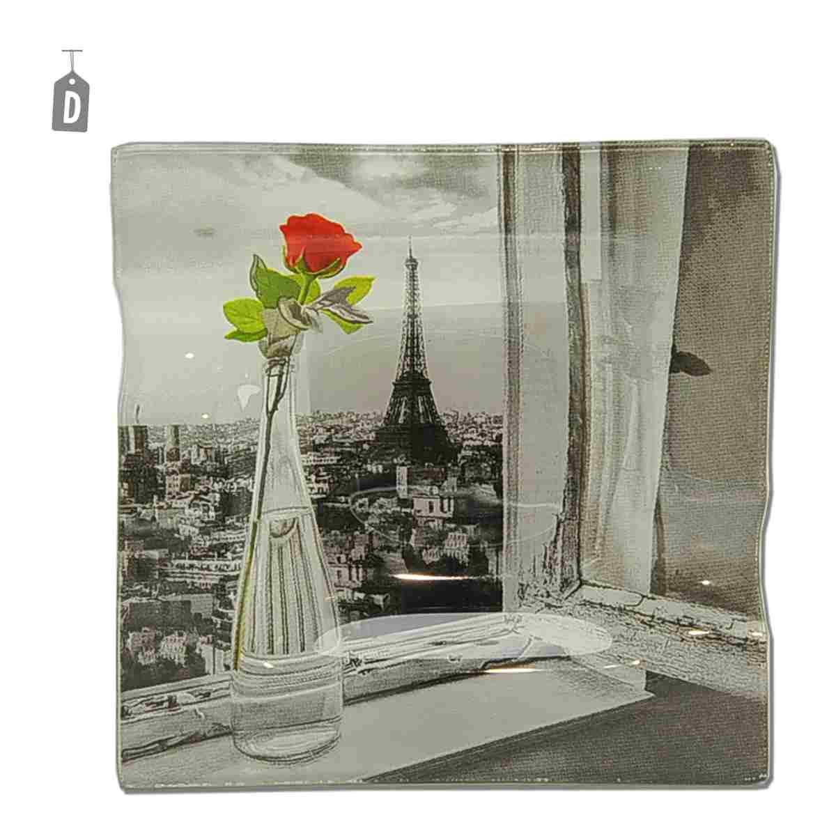 Posacenere vetro città 12 x 12 cm