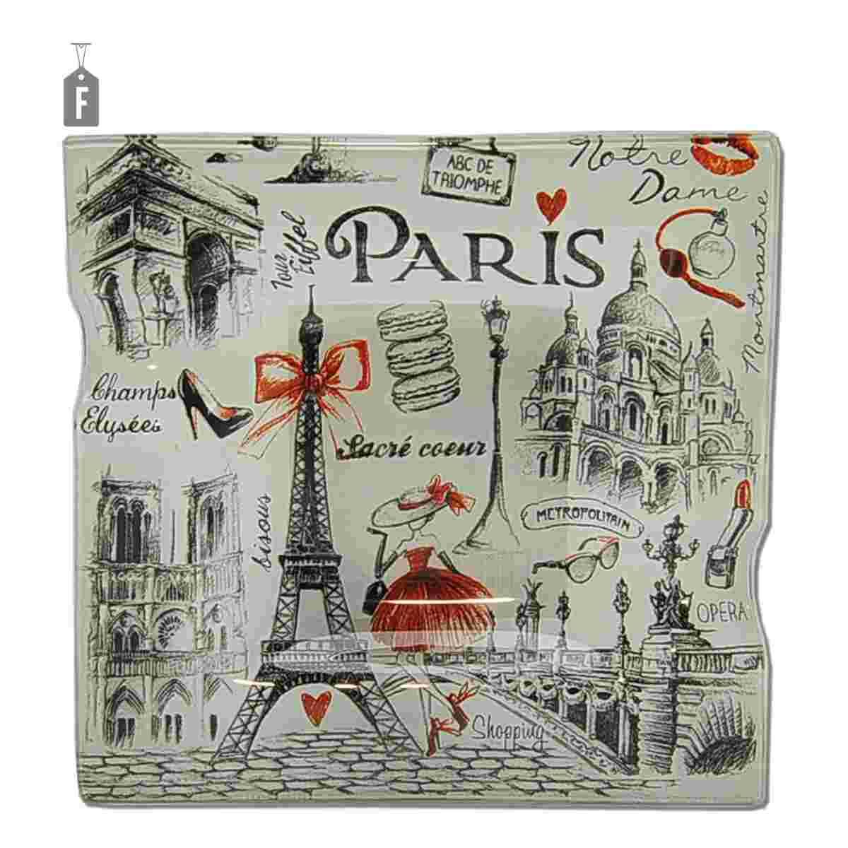 Posacenere vetro città 12 x 12 cm