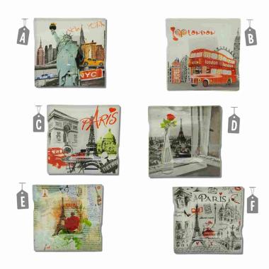 Posacenere vetro città 12 x 12 cm