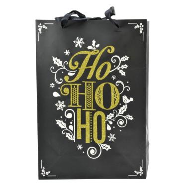 Busta regalo natale nera glitter oro