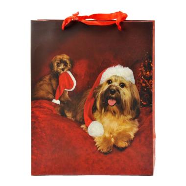 Busta regalo natale cagnolini
