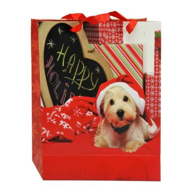 Busta regalo natale cagnolini