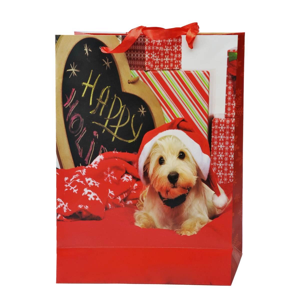 Busta regalo natale cagnolini