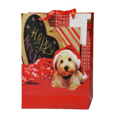 Busta regalo natale cagnolini