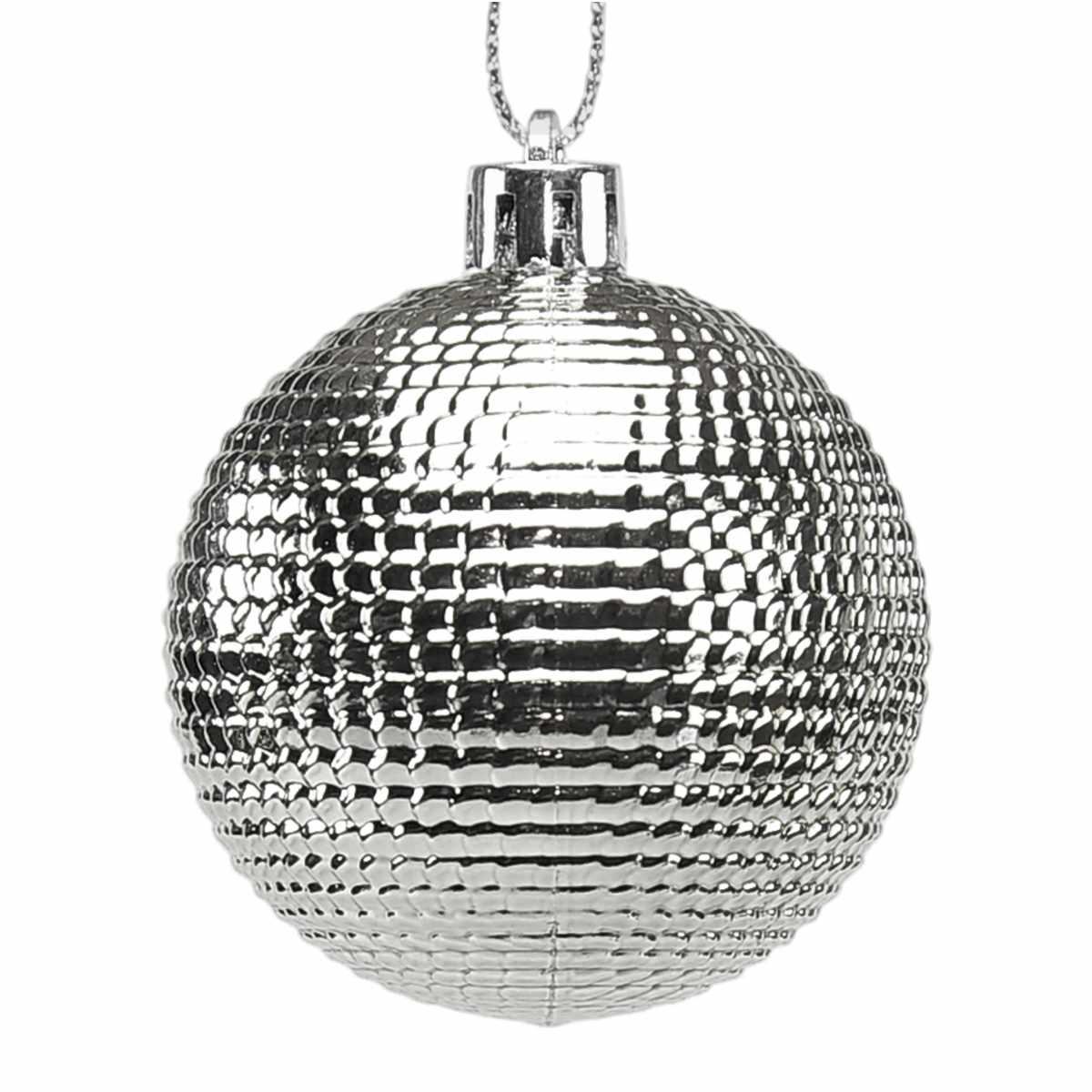Pallina natalizia argento lucido martellato Set 6 pz