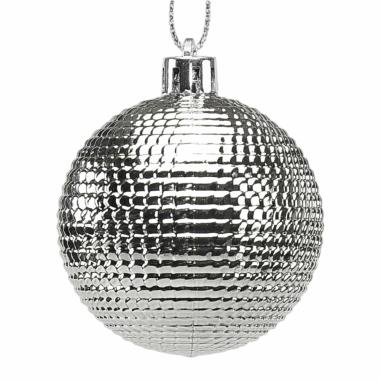 Pallina natalizia argento lucido martellato Set 6 pz