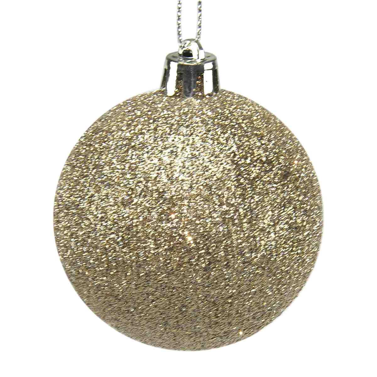 Pallina natalizia argento glitter Set 6 pz