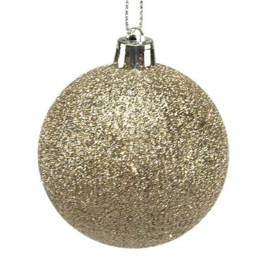 Pallina natalizia argento glitter Set 6 pz