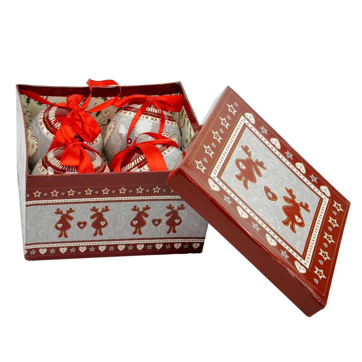 Pallina natalizia grigie decorate da Set 4 pz