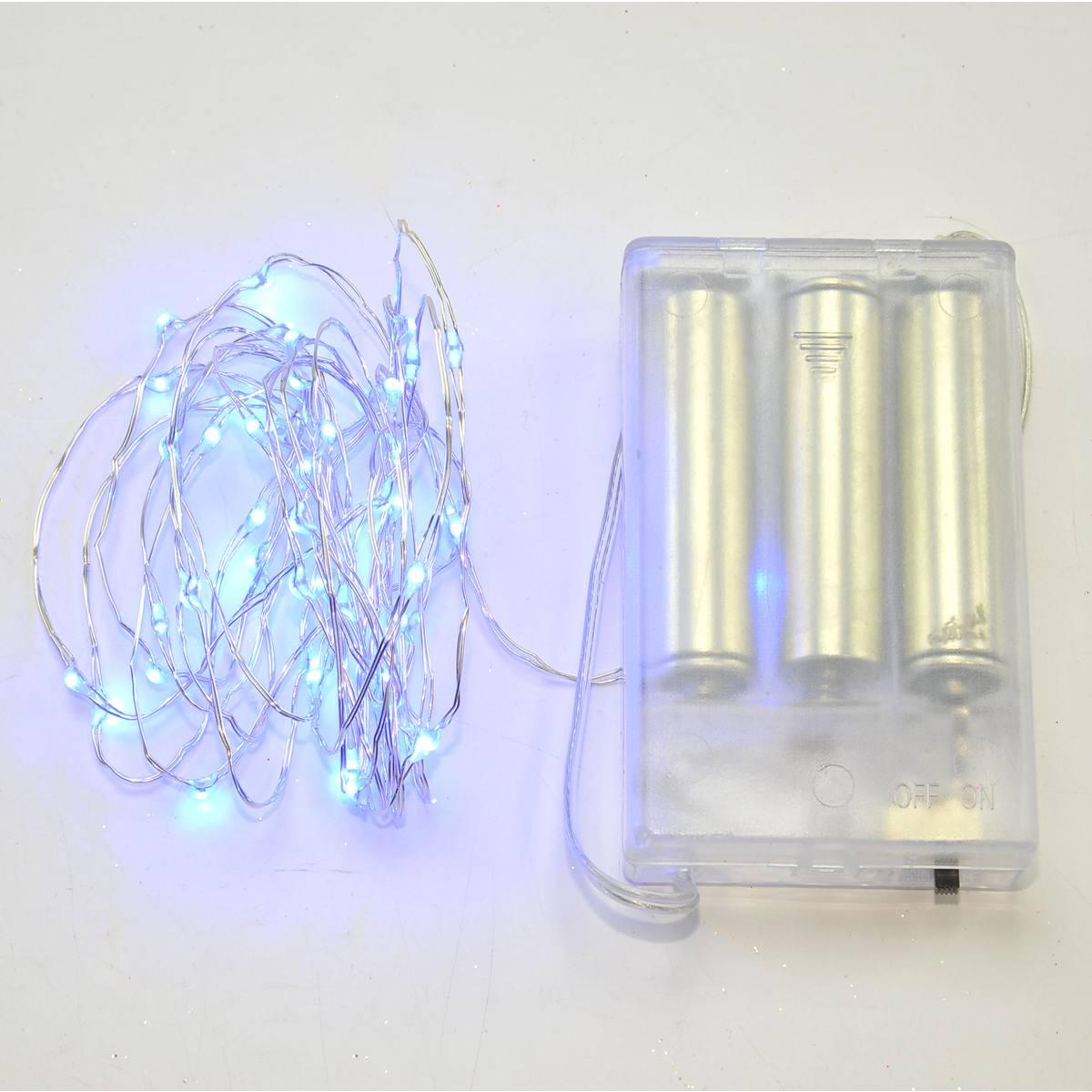 Luci di natale esterno batteria 50 led micro blu