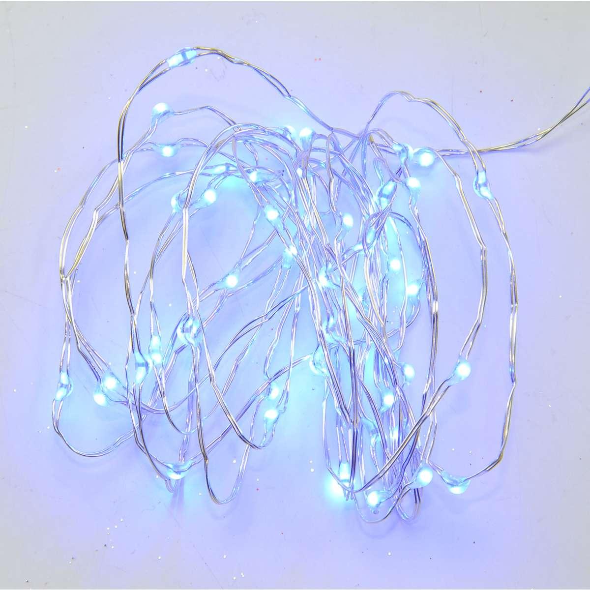 Luci di natale esterno batteria 50 led micro blu