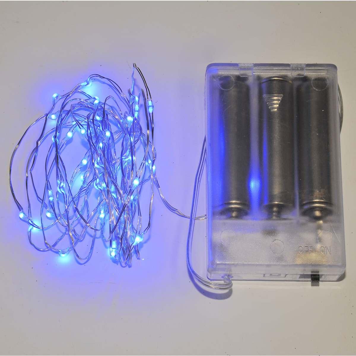 Luci di natale esterno batteria 50 led micro blu