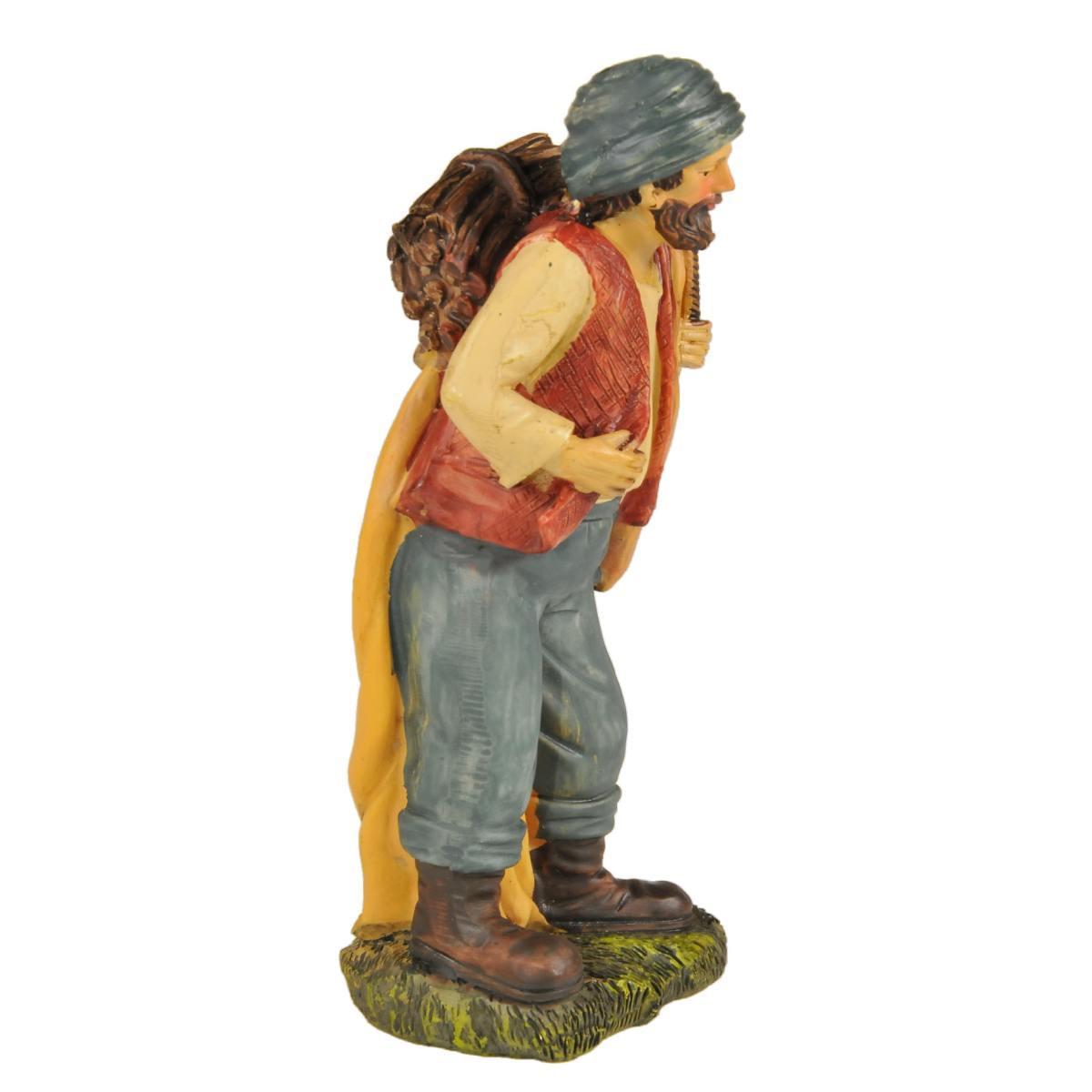 Statua presepe 15 cm pastore porta legna
