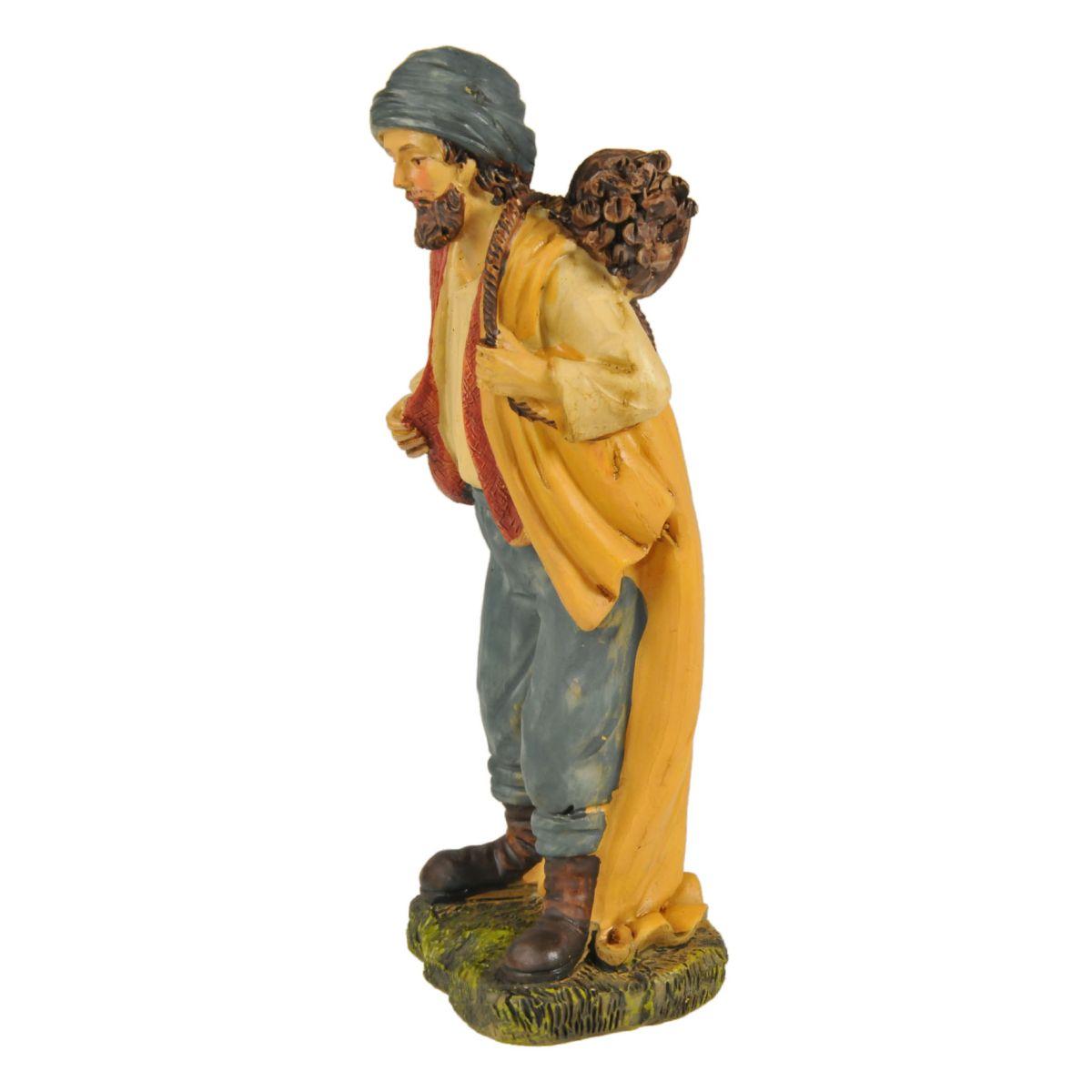 Statua presepe 15 cm pastore porta legna