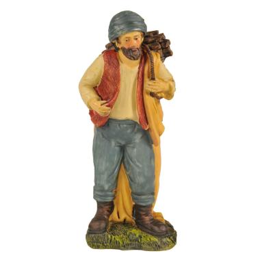 Statua presepe 15 cm pastore porta legna