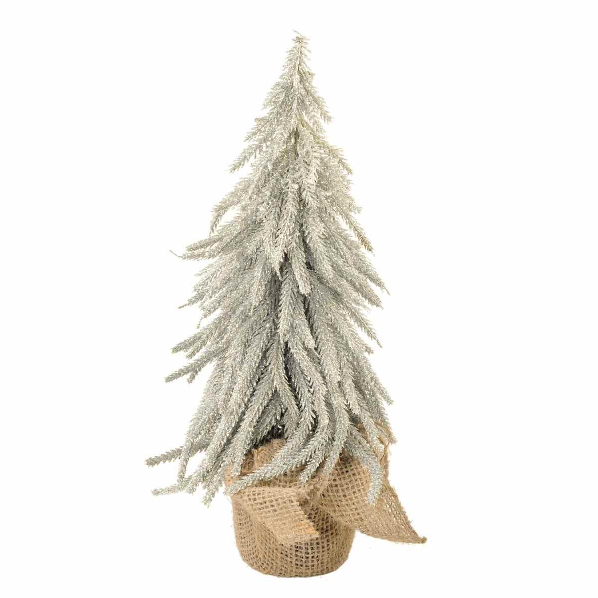 Albero di Natale 35 cm argento glitter