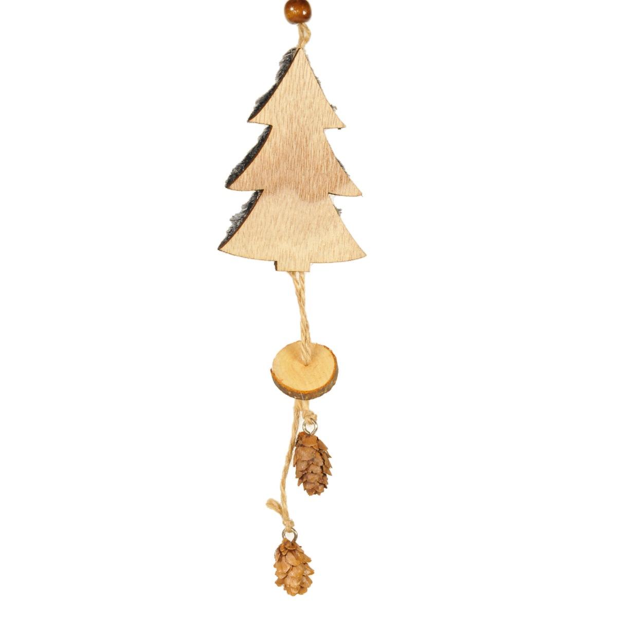 Decorazione natalizia albero legno pelliccia grigia