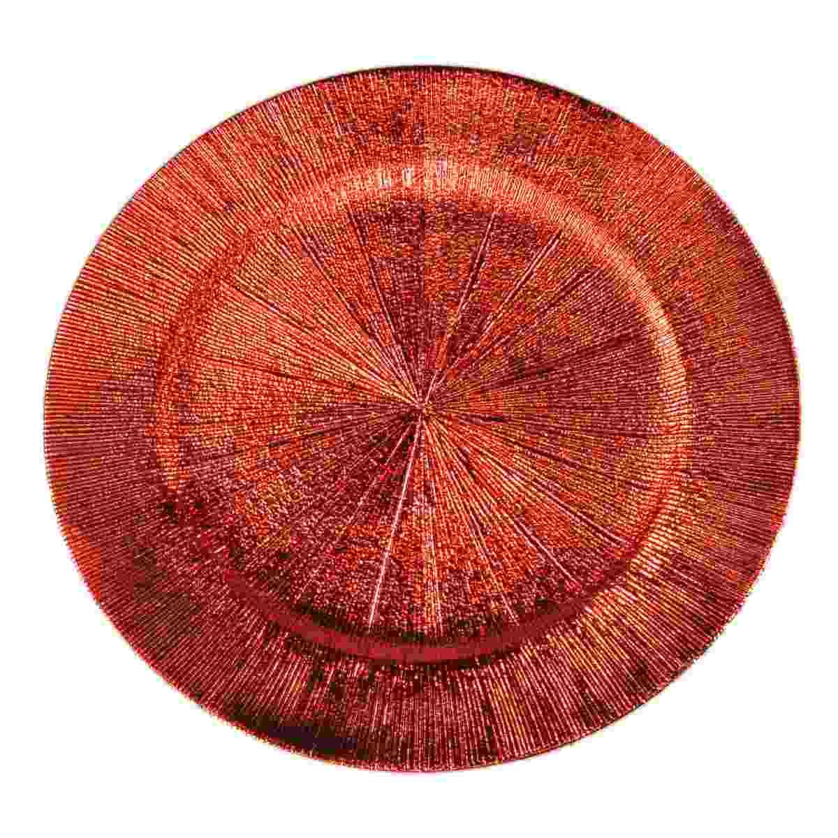 Piatto natalizio pvc rosso rigato Ø 33 cm