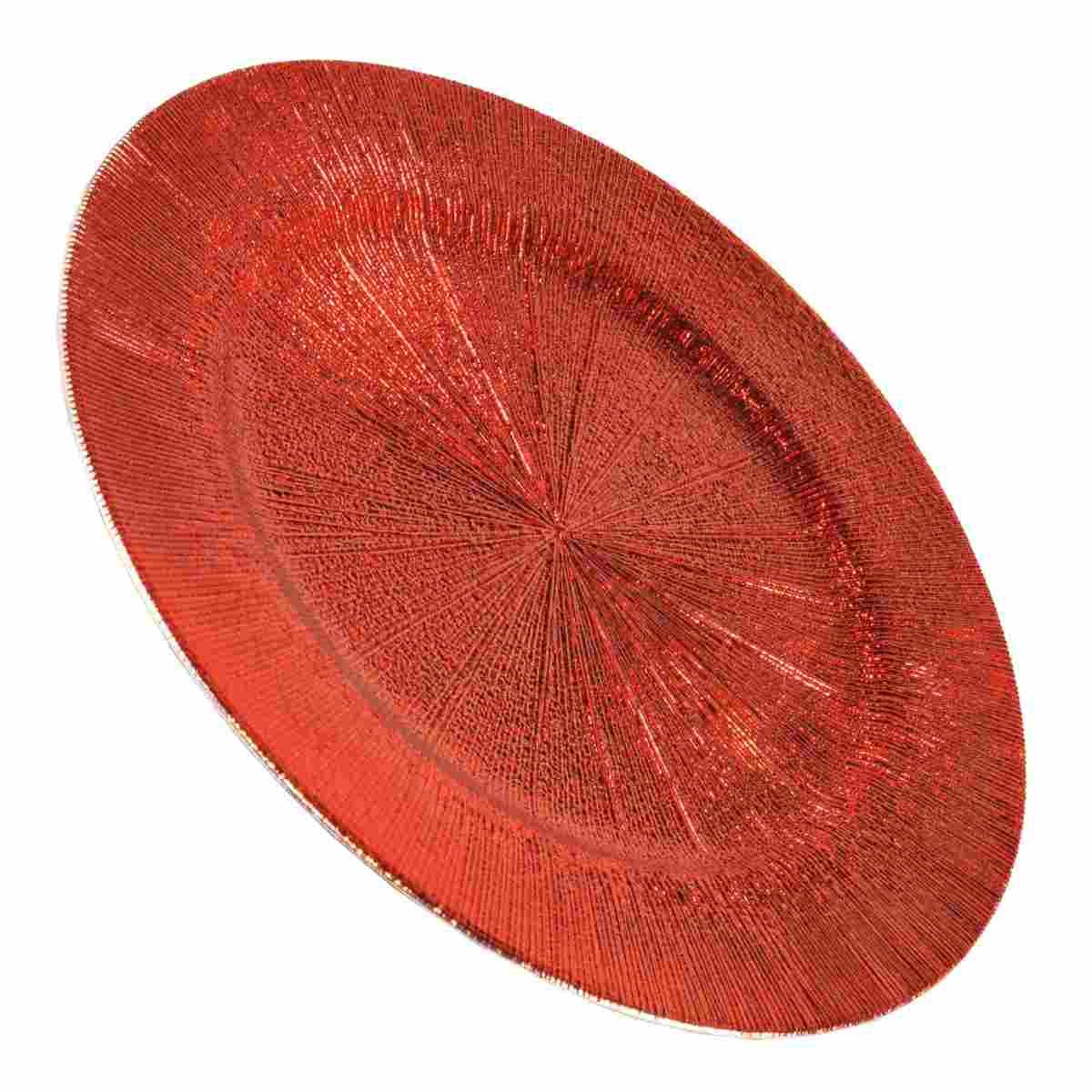 Piatto natalizio pvc rosso rigato Ø 33 cm