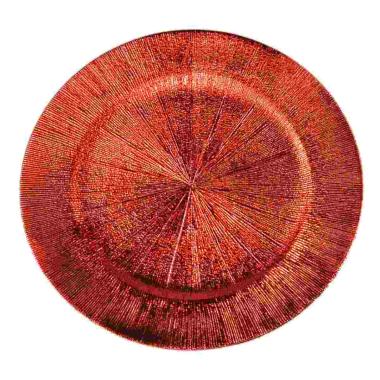 Piatto natalizio pvc rosso rigato Ø 33 cm