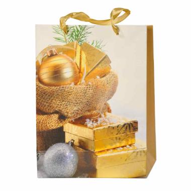 Busta regalo natale pacchetti oro 24 x 18 x 8 cm