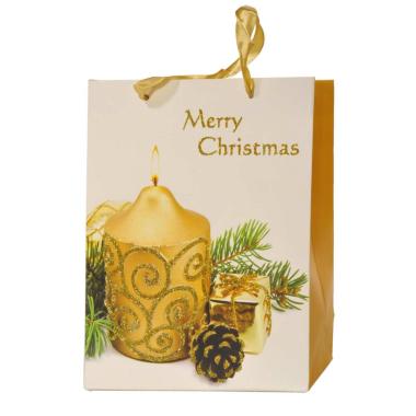 Busta regalo natale candela oro 24 x 18 x 8 cm
