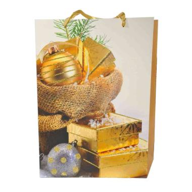 Busta regalo natale pacchetti oro 42 x 30 x 12 cm