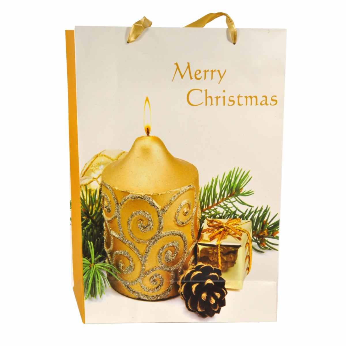 Busta regalo natale candela oro 42 x 30 x 12 cm