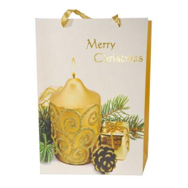 Busta regalo natale candela oro 42 x 30 x 12 cm