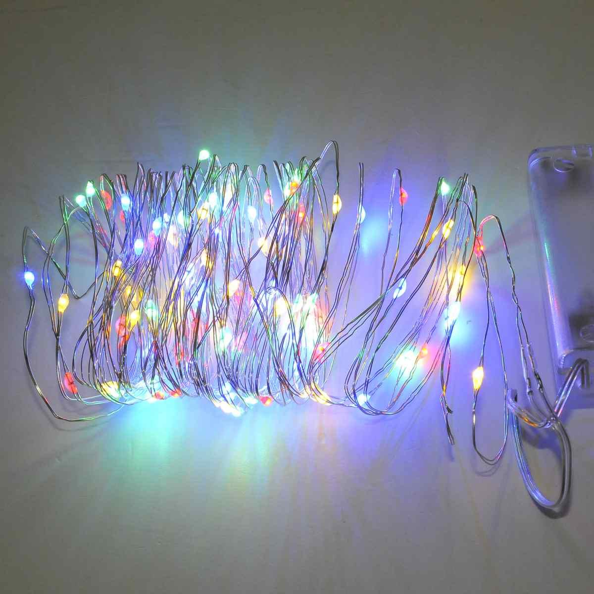 Luci di natale esterno batteria 100 led multicolor