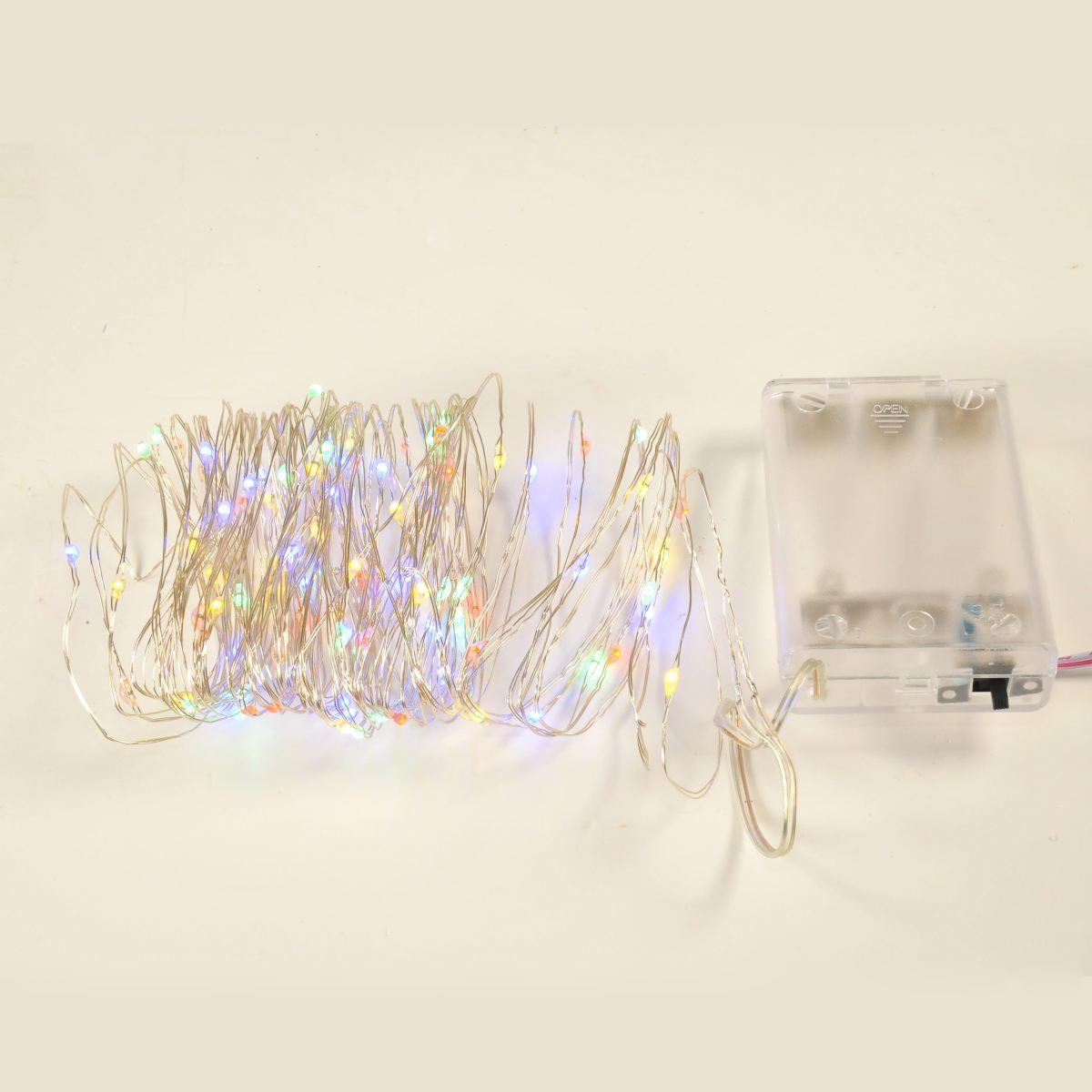 Luci di natale esterno batteria 100 led multicolor