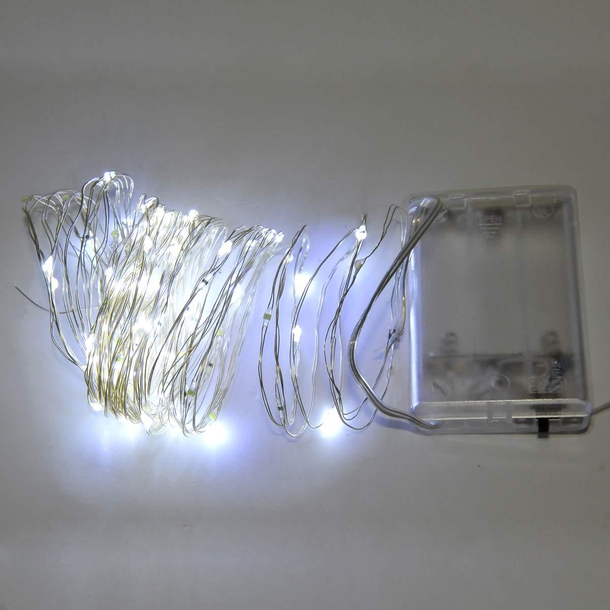 Luci di natale esterno batteria 100 led bianco freddo